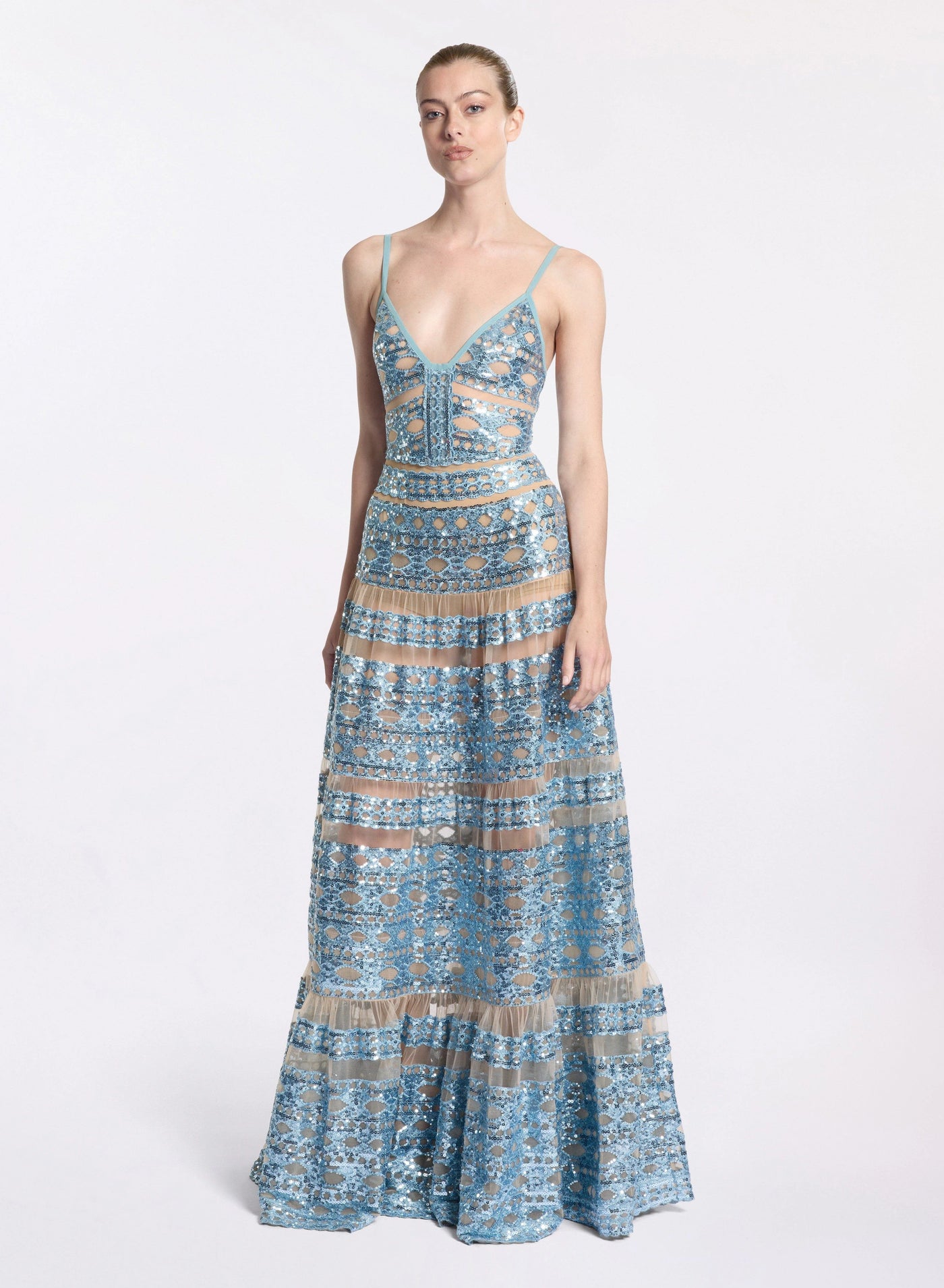 Abito lungo in tulle ricamato  Elie saab